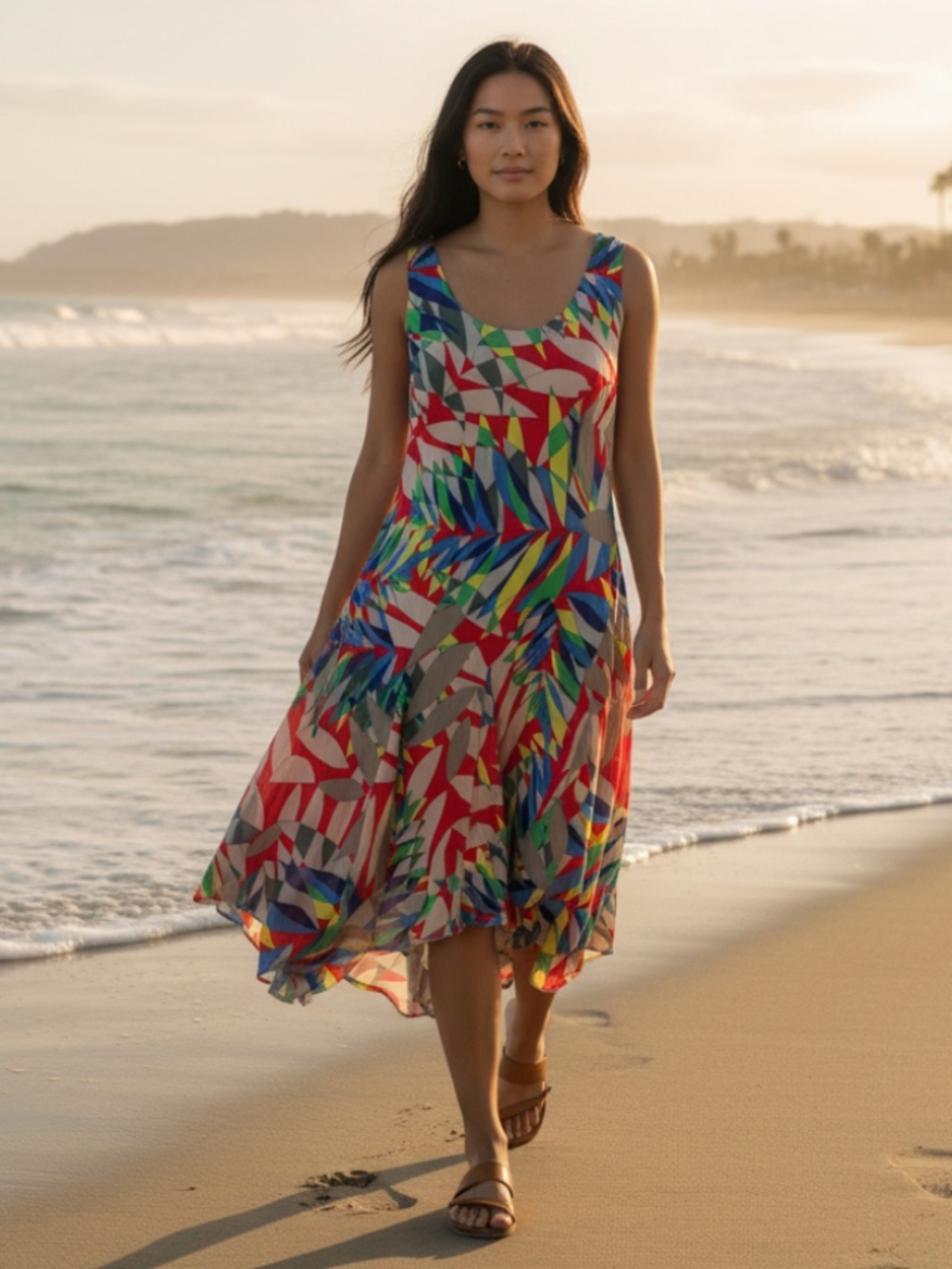 SIGNATURE By ROBBIE BEE 16W XL 1X Dress Sundress Vibrant Graphic Slvlss